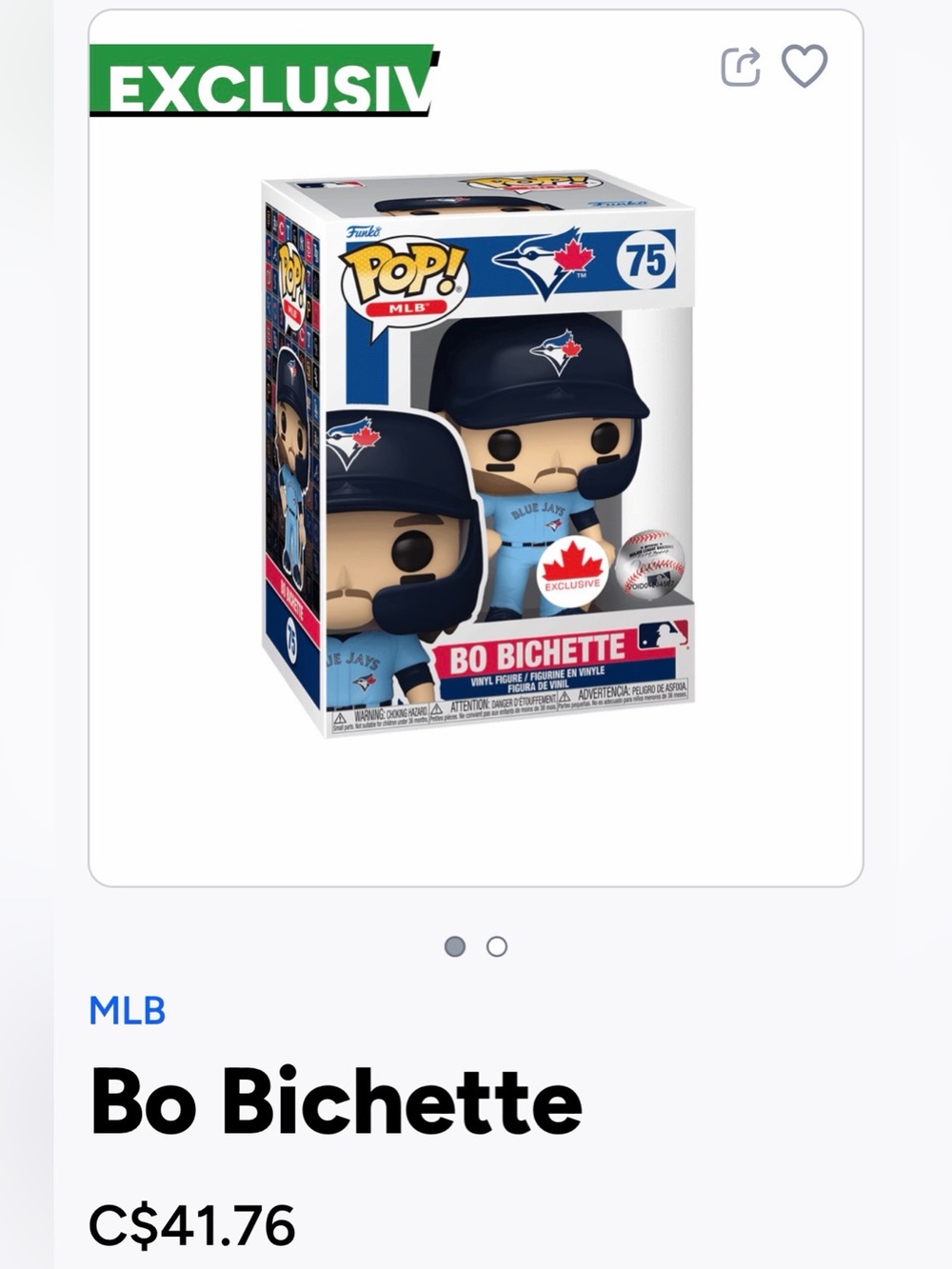 Funko Blue and Navy Toronto Blue Jays Bo Bichette Vinyl Figure